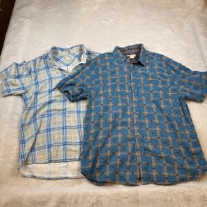 Bundle Carbon 2 Cobalt Men's Medium Short Sleeve Plaid Casual Button Down Shirts